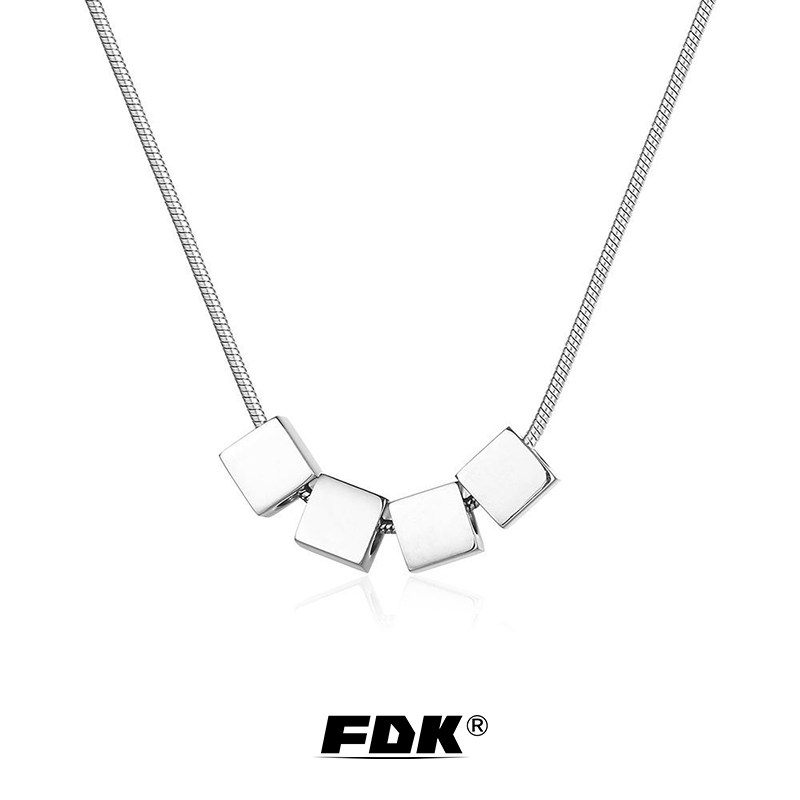 FDK可定制刻字方块项链男款百搭毛衣卫衣链女秋冬小众嘻哈潮流