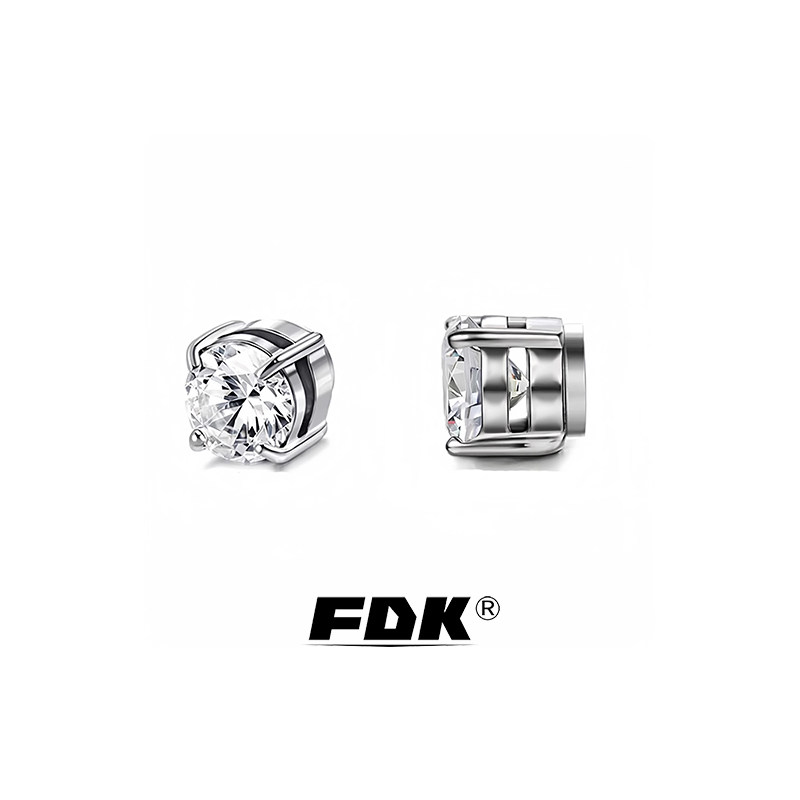 FDK磁铁耳钉男无耳洞耳夹男士白钻不打孔简约时尚小众潮流带钻