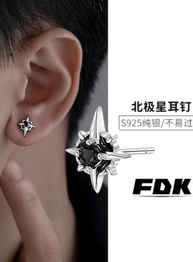 Frederick925纯银北极星耳钉男士潮高级感锆石男款送男友痞帅耳饰