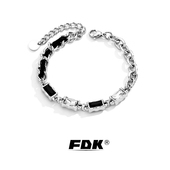 FDK手链男款 黑曜石手链拼接男士 情侣痞帅嘻哈轻奢小众可刻字送礼