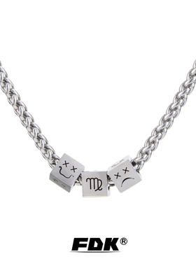 FDK原创笑脸十二星座情侣项链男潮女嘻哈男士高级感毛衣链送礼物