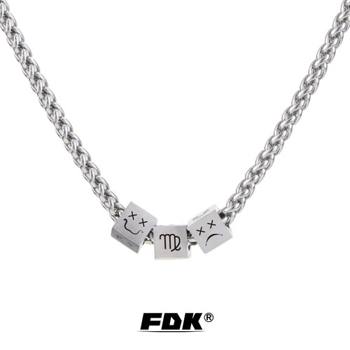 FDK原创笑脸十二星座情侣项链男潮女嘻哈男士高级感毛衣链送礼物