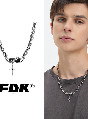 FDK项链男款四芒星项链男生痞帅王嘉尔同款男士潮牌百搭七夕送礼
