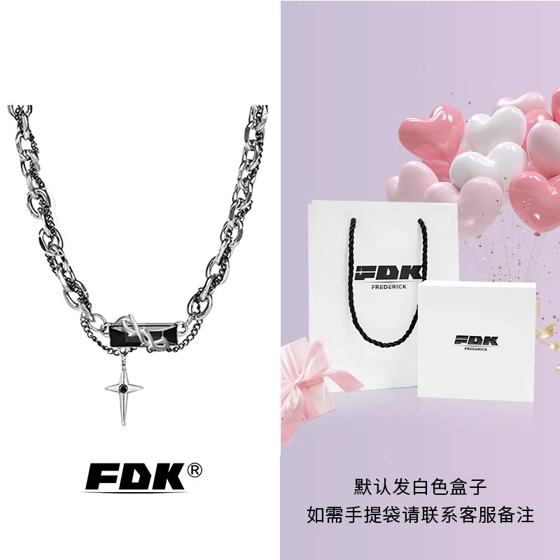 thumbnail for Fdk Necklace for Men, Four-Pointed Star Necklace, Cool and Stylish, Same Style as Jackson Wang, Trendy Brand, Versatile, Qixi Festival Gift