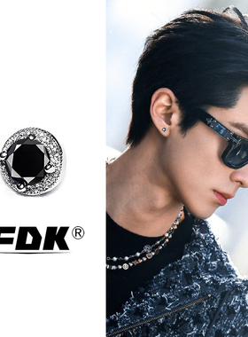 FDK锆石磁吸假耳钉无耳洞耳夹男生不打孔简约时尚小众潮流带钻