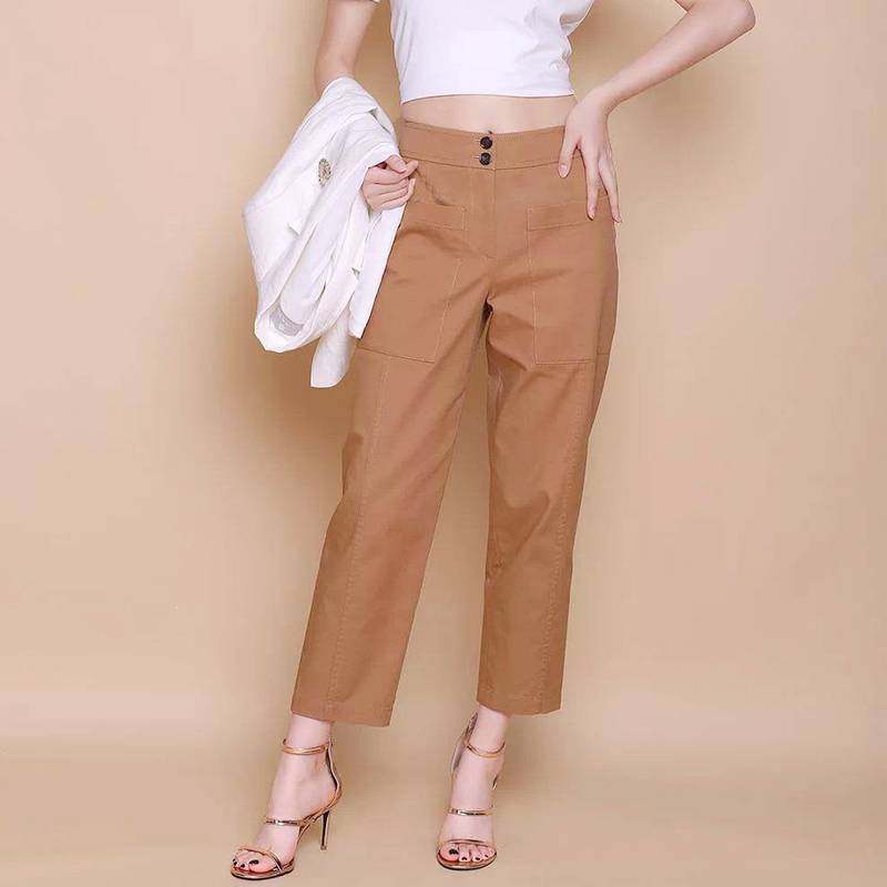 欧阿玛施旗舰店裤子女2020新款夏阔腿裤九分休闲裤高腰直筒裤垂感