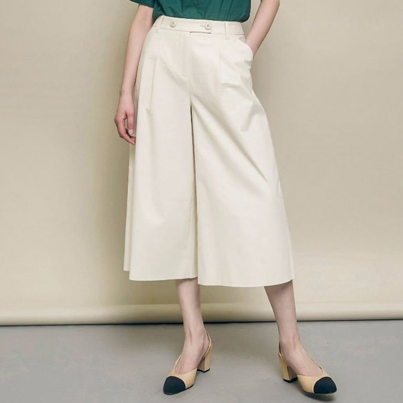 欧阿玛施旗舰店2020春夏新款显瘦百搭纯色宽松休闲裤七分阔腿裤女