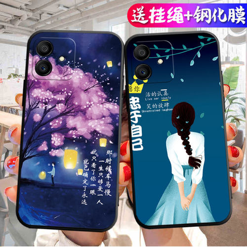 适用荣耀Play6TPro手机壳TFYAN40保护套送钢化膜TFY—AN40卡通文字paly6tpr0硅胶piay6tpor网红plya6tpro外壳