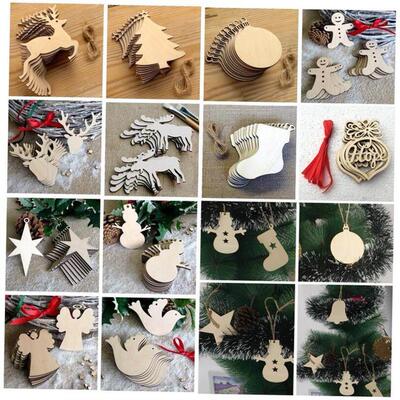10pcs/pack Wooden Snowman Elk Hanging Christmas Decorations