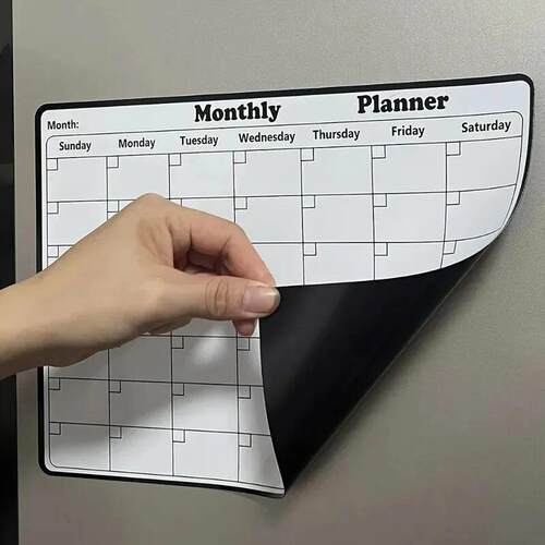 Magnetic Fridge Dry-Erase Calendar - Monthly Planner Whitebo