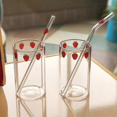 Ins Kawaii Style Mugs Strawberry Glasses Cup Coffee Milk Wat