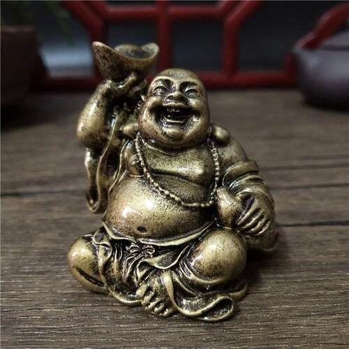 Bronze Color Money Laughing Buddha Statue Ornaments Resin Ch