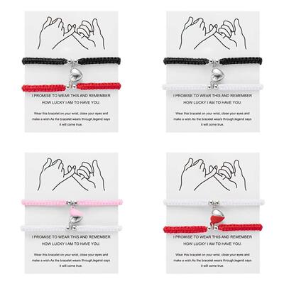 2Pcs/Set Romantic Heart Magnetic Attract Couple Bracelet For