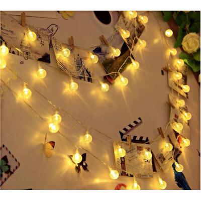 led fairy lights string bubble ball battery power waterproof