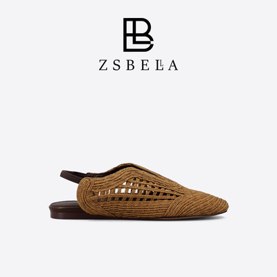 ZSBELLA赛斯贝拉麻绳编织2cm后空鞋时尚凉鞋一脚蹬圆头女