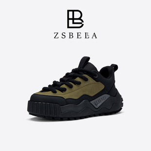 运动户外登山鞋 ZSBELLA赛斯贝拉头层磨砂牛皮厚底老爹鞋 男女同款