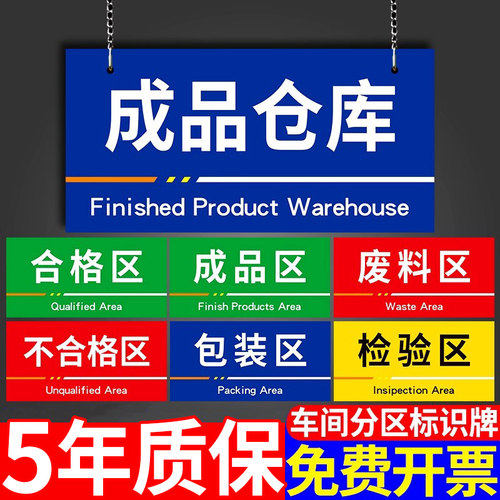 生产车间标识牌库房悬挂区域分区