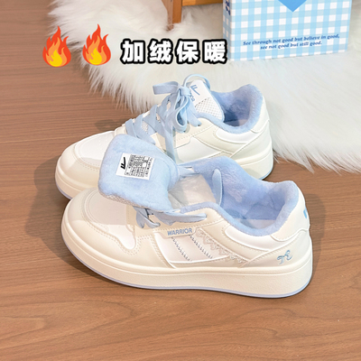回力芭蕾冬季加绒小白鞋女