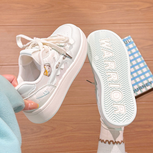 回力猫咪小鱼网面透气小白鞋女