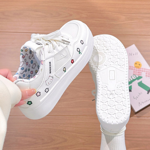 回力猫咪网面透气小白鞋女