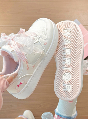 回力格子鞋带小白鞋女2026春季新款刺绣KT猫休闲鞋学生厚底板鞋女