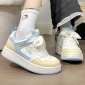 女2026春季 韩版 百搭厚底面包鞋 回力高级感小白鞋 原创ins潮板鞋 子