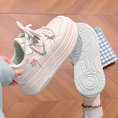 百搭学生格子面包鞋 回力增高厚底小白鞋 春季 休闲板鞋 女款 2026新款