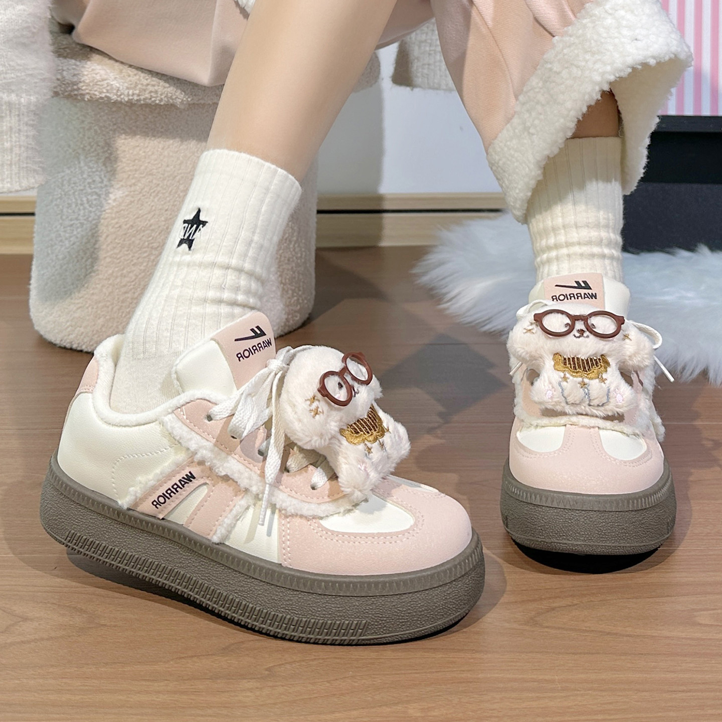 回力原创卡通冬季加绒女鞋2025新款百搭厚底二棉鞋保暖时尚板鞋子,女鞋,休闲板鞋,淘宝优惠券,粉丝福利购,淘宝优惠卷