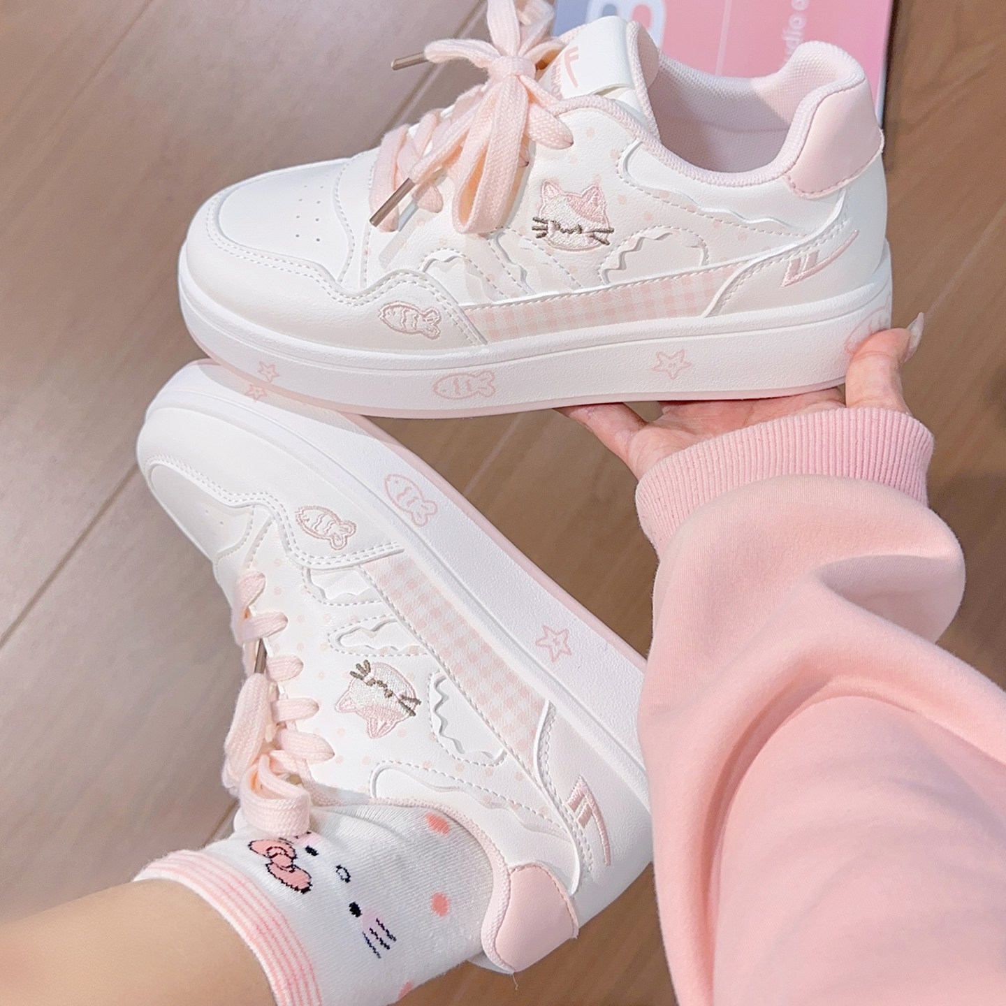 回力原创猫咪小鱼鞋子女2026春季新款韩系休闲板鞋初中生小白鞋女,女鞋,休闲板鞋,淘宝优惠券,粉丝福利购,淘宝优惠卷