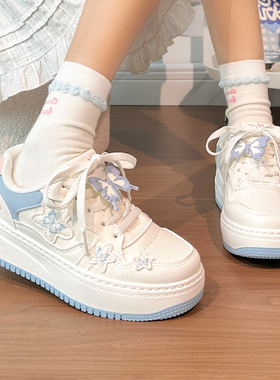 回力蝴蝶女鞋2026春季新款百搭高颜值厚底小白鞋加绒板鞋学生鞋子