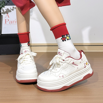 回力女鞋kt猫刺绣小白鞋女