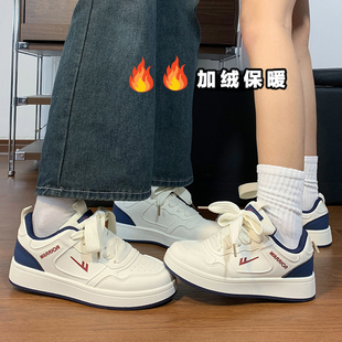 回力美式鞋子男款冬季2026新款百搭加绒小白鞋情侣鞋增高休闲板鞋