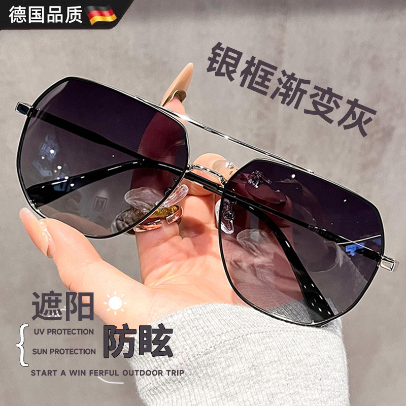 德国飞行员墨镜男款大脸高级感防紫外线开车驾驶专用近视偏光眼镜