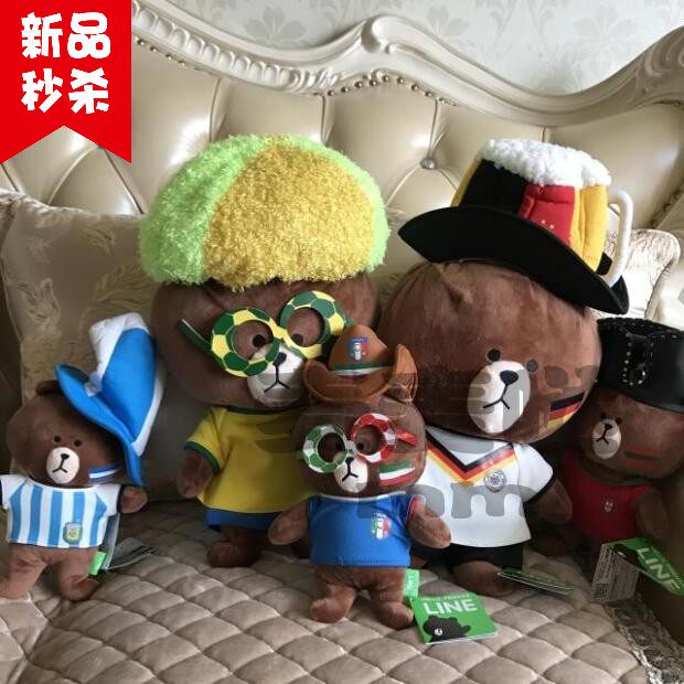 韩国布朗熊2022卡塔尔世界杯可爱卡通德国巴西阿根廷毛绒公仔娃娃