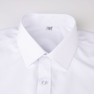 男装棉质透气免烫商务休闲短袖白衬衫 夏天男士白色上班正装衬衣