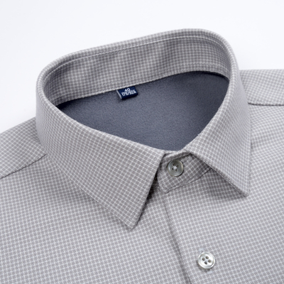 男款羊毛加绒加厚保暖浅灰色衬衫