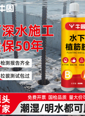 牛固注射式环氧植筋胶A级 水下植筋专用 钢筋锚固剂大容量450ml