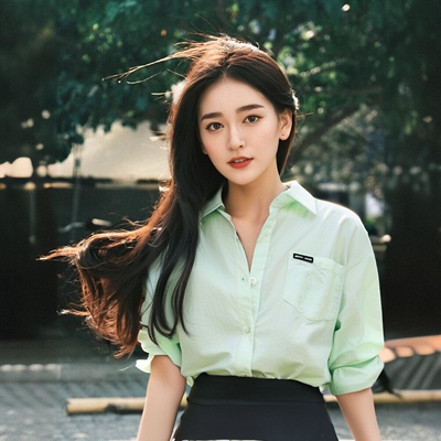水洗纯棉设计感渐变绿色衬衫女外套2025早春新款宽松衬衣别致上衣