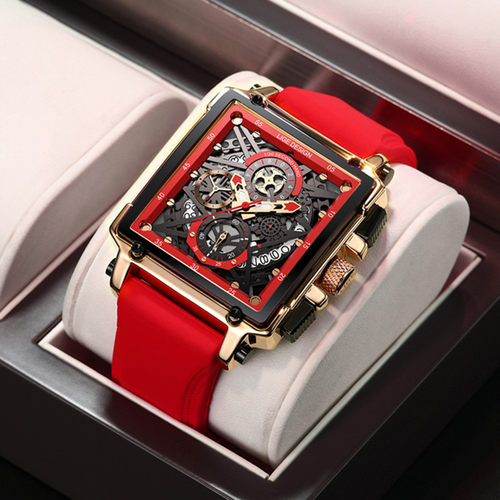 方形镂空时尚潮流男生个性石英表