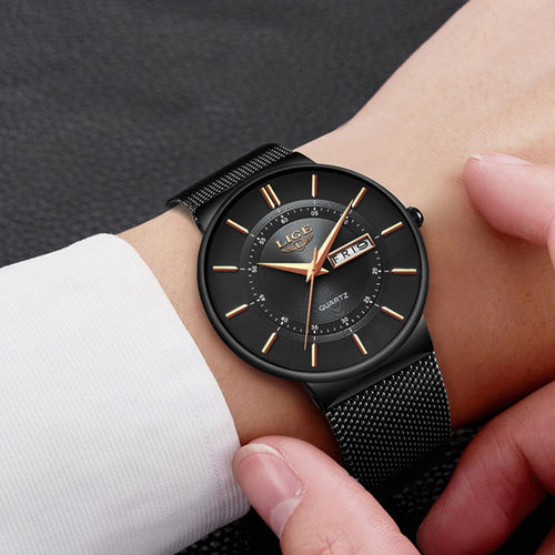 网带时尚简约男生超薄石英表