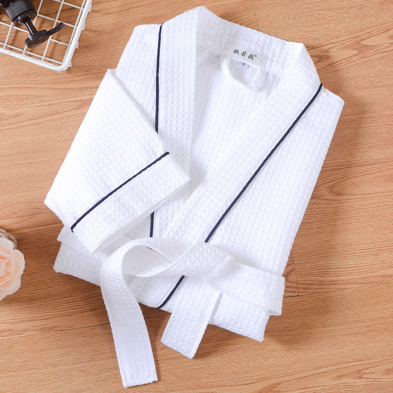 秋若薇华夫格男女浴袍吸水儿童浴衣夏薄款速干日式和服情侣睡衣