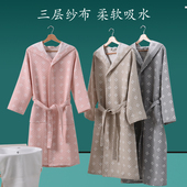秋若薇浴袍浴衣日系纯棉纱布厚带帽男女全棉春夏吸水速干酒店游泳