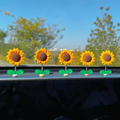 网红爆款可爱摇头向日葵汽车摆件