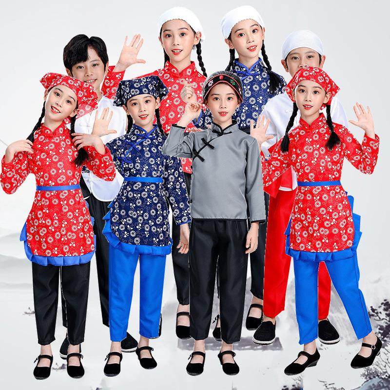 幼儿女童中小学生民国农村姑农民百姓学生阿庆嫂怀旧平民演出服装