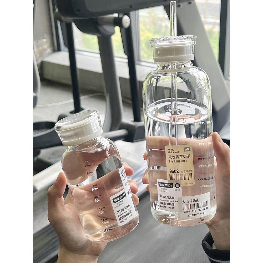 网红饮料瓶双盖玻璃杯中药分装瓶便携式高硼硅随行高颜值汽车水杯