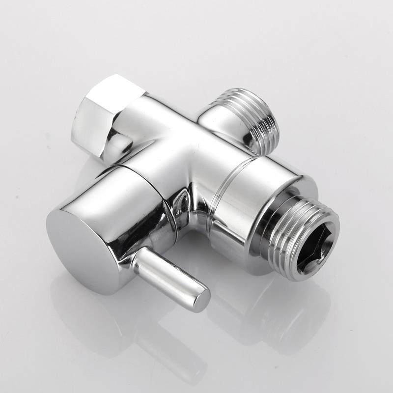 花洒水龙头分水器全铜三角阀一进二出三通分水阀带开关活接一分二