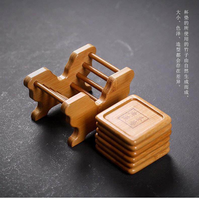 竹制杯垫圆形杯托套装家用茶杯隔热带你功夫茶具方形杯垫茶道配件