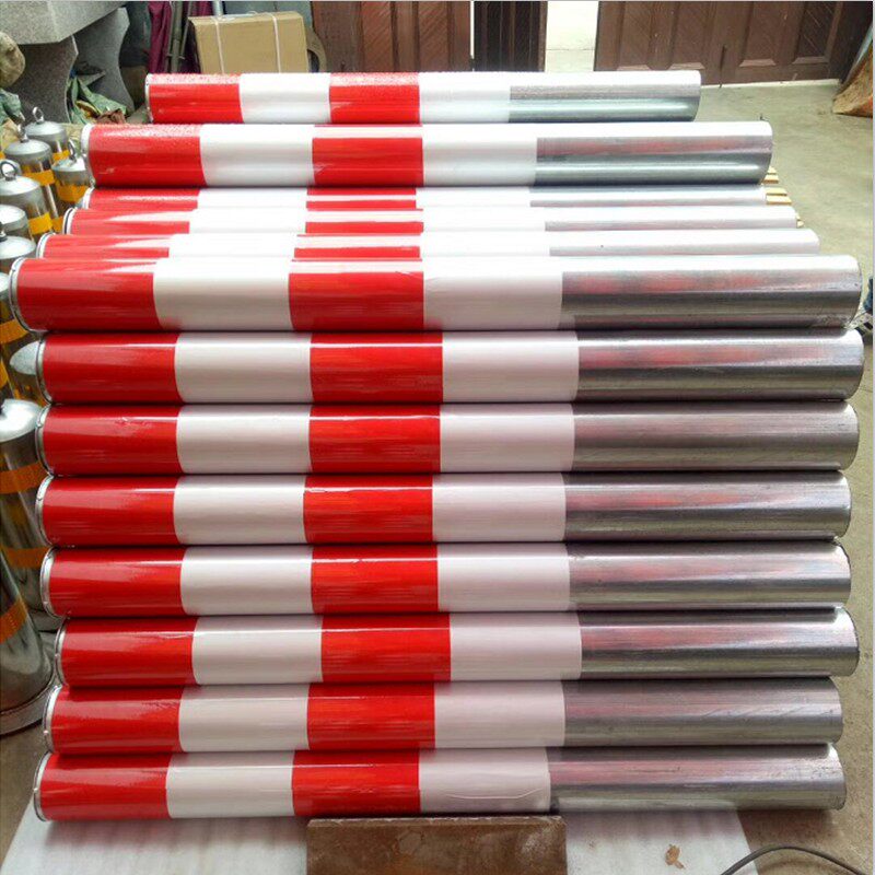 镀锌预埋加厚固定立柱红白人车分流隔离桩高光警示钢柱地桩道口标