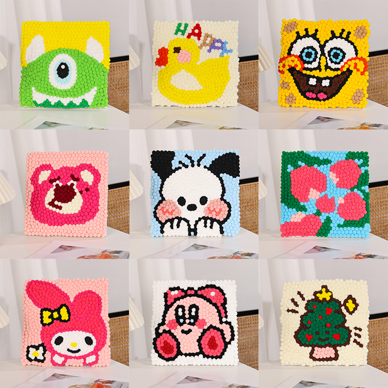 创意儿童手工diy毛球画绒球粘贴画材料包抖音小红书同款毛球画