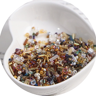 混色diy玻璃米珠管珠透明混合手工串珠散珠编织手链戒指项链材料